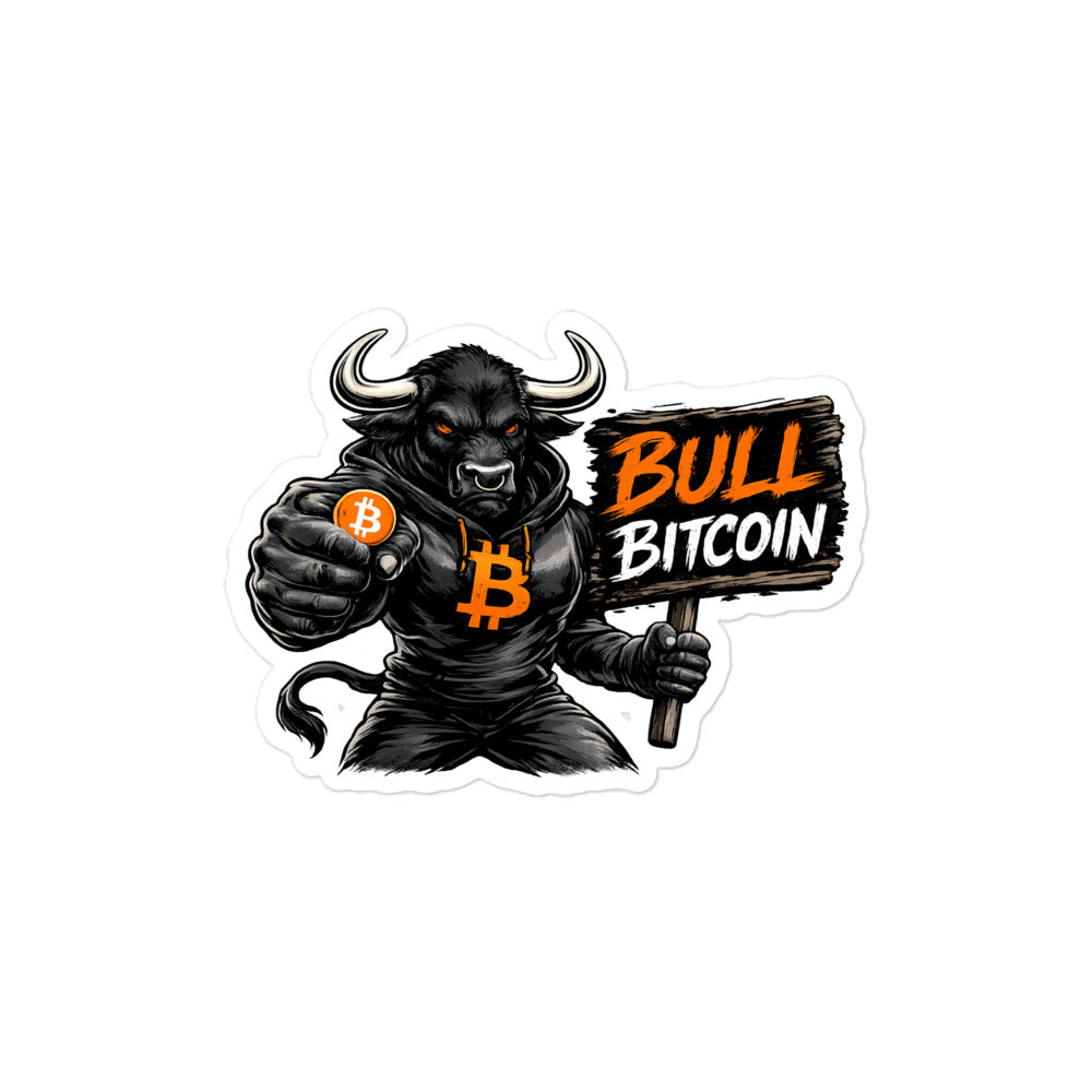 bitcoin sticker - bull power - front view - medium