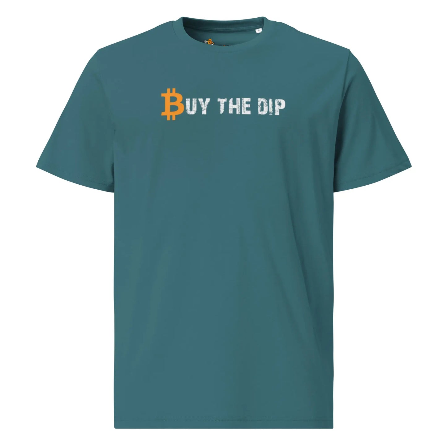 bitcoin t-shirt - buy the dip - front view - blue