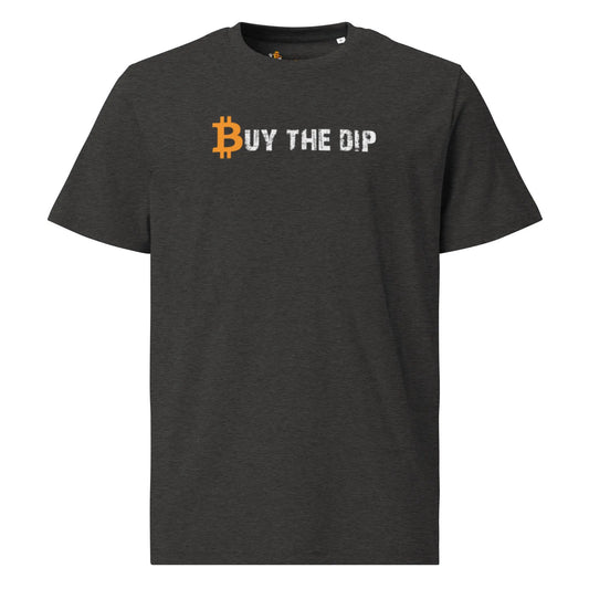 bitcoin t-shirt - buy the dip - front view - grey