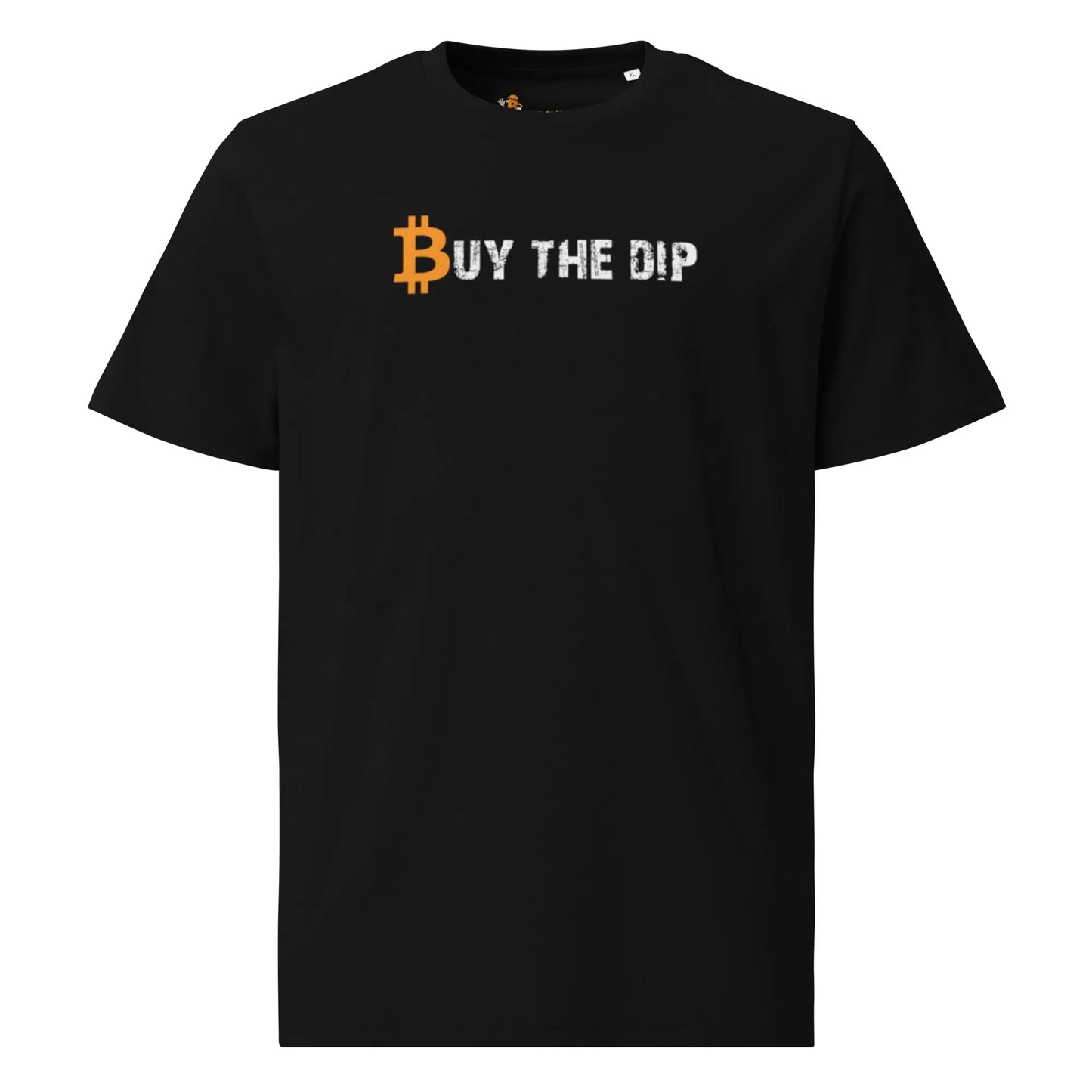 bitcoin t-shirt - buy the dip - front view - black