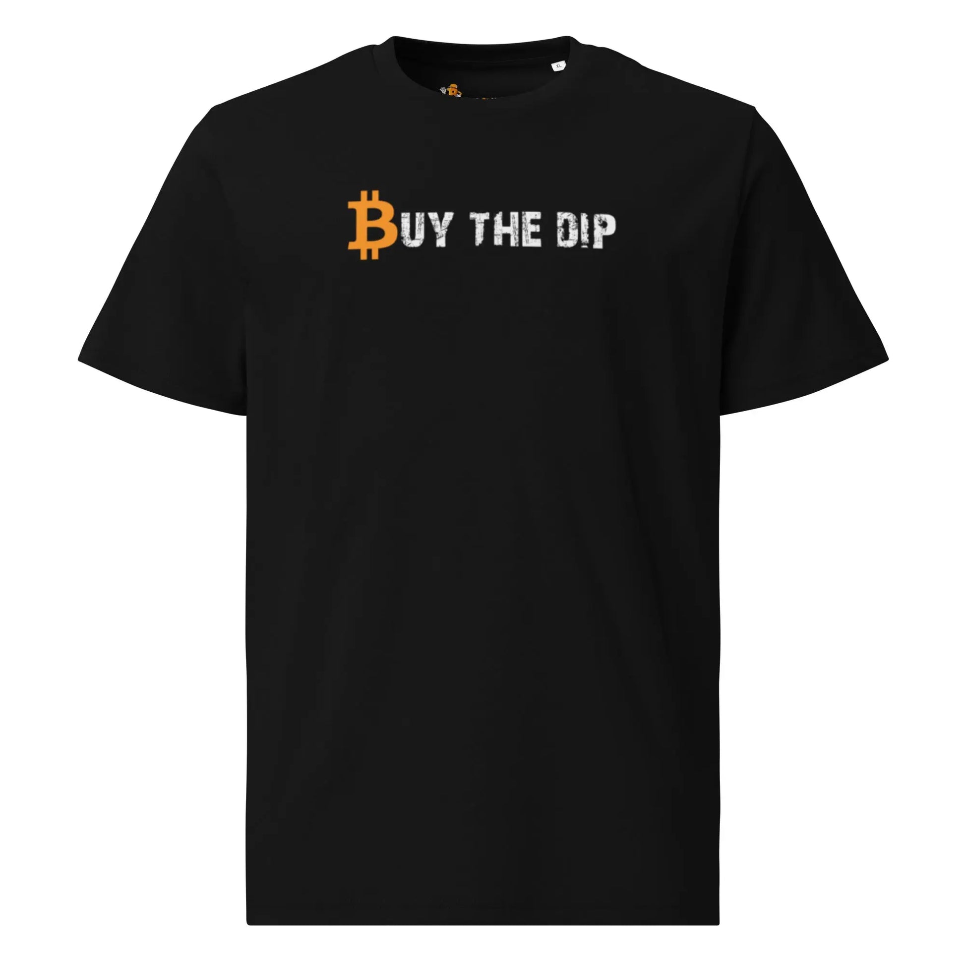 bitcoin t-shirt - buy the dip - front view - black
