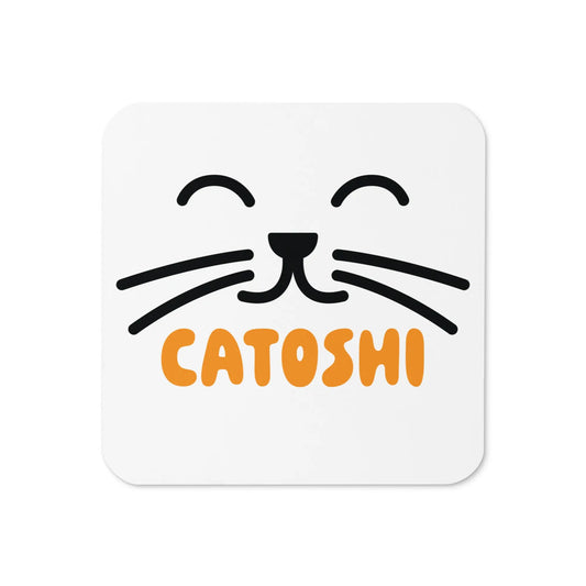 Top view of the Catoshi Bitcoin coaster by BitPopArt