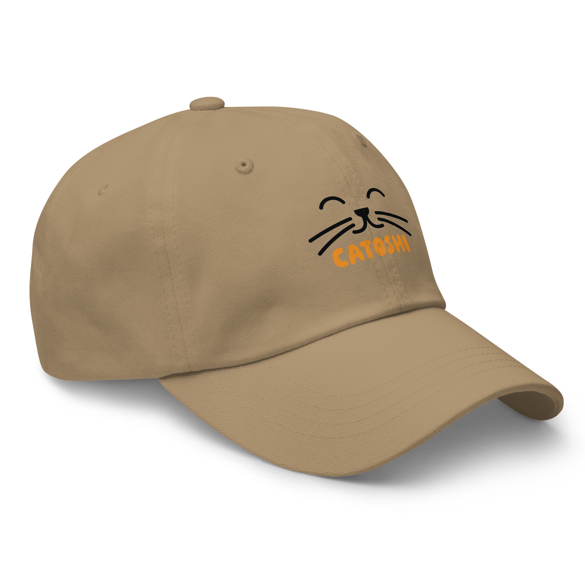 bitcoin hat - catoshi - angled view - khaki