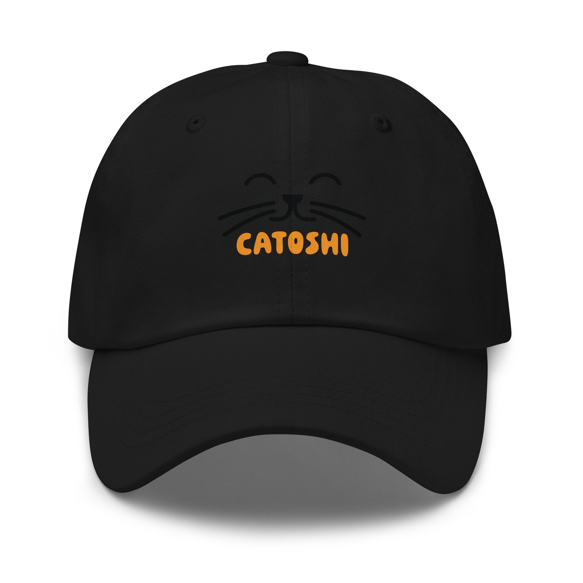 bitcoin hat - catoshi - front view - black
