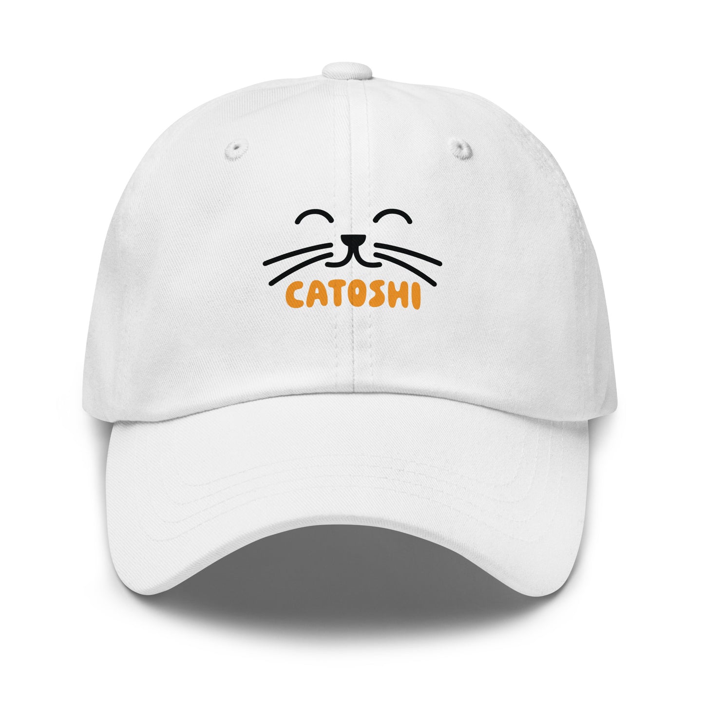 bitcoin hat - catoshi - front view - white