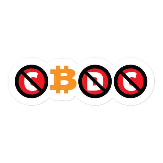 bitcoin sticker - cbdc - front view