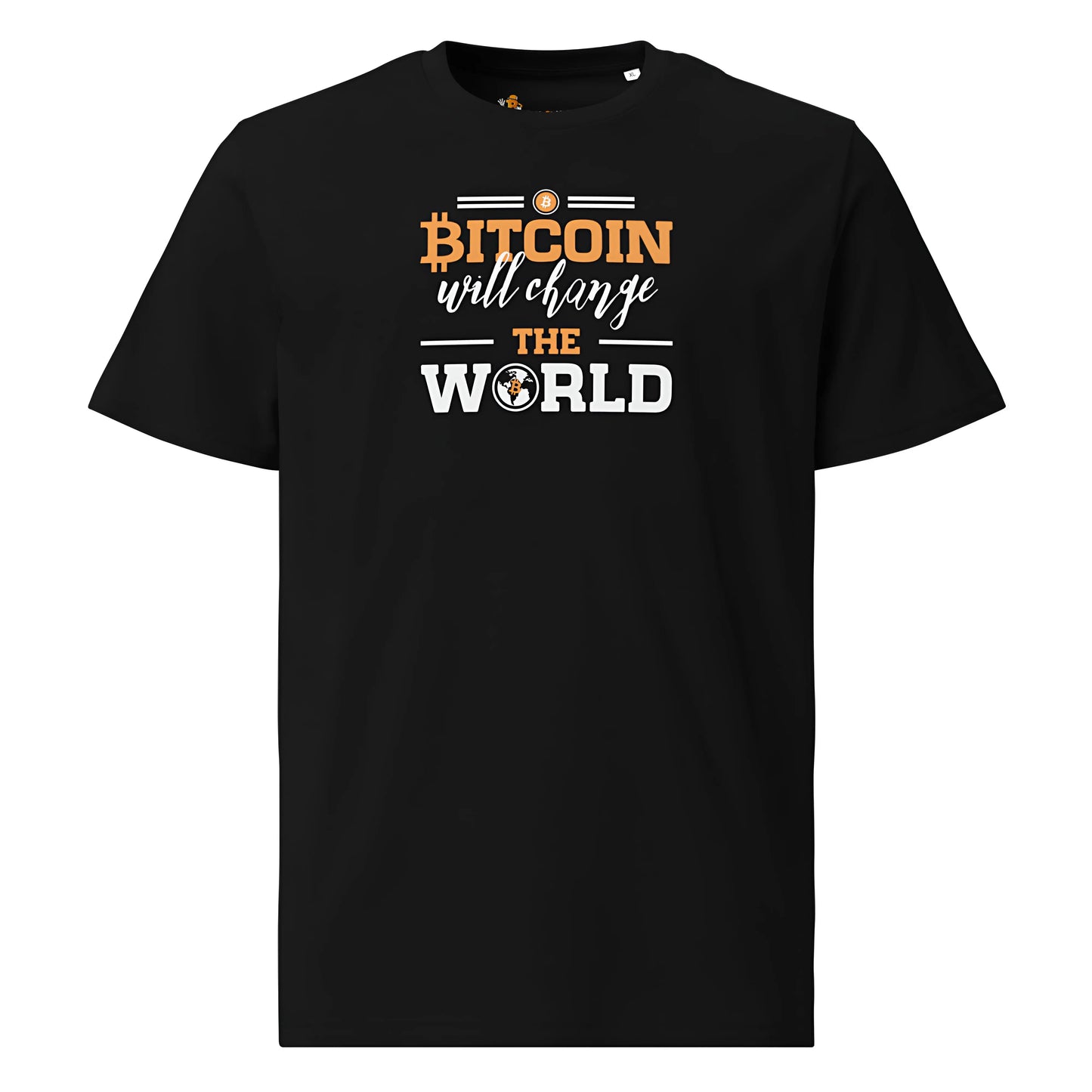 bitcoin t-shirt - change the world - front view - black