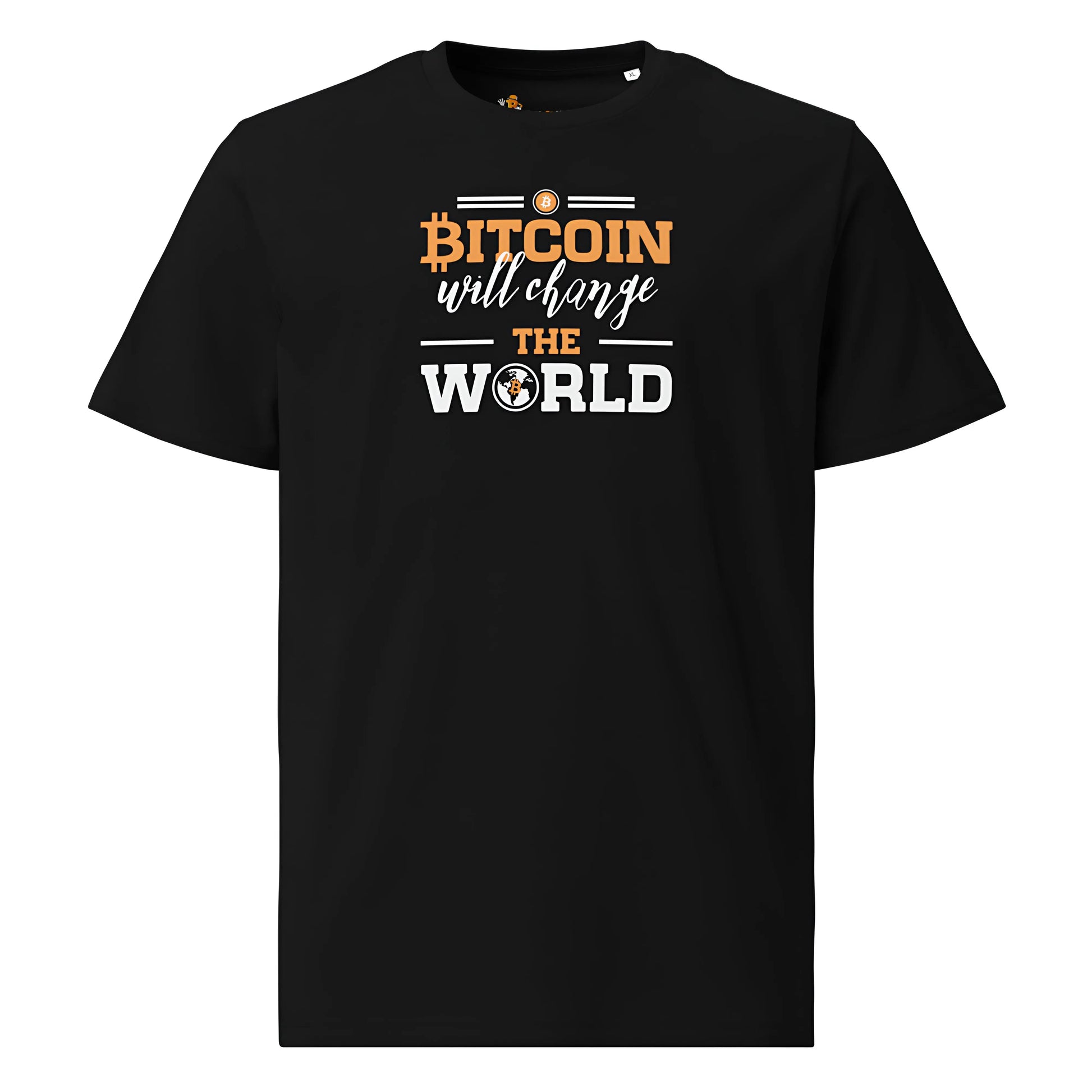 bitcoin t-shirt - change the world - front view - black