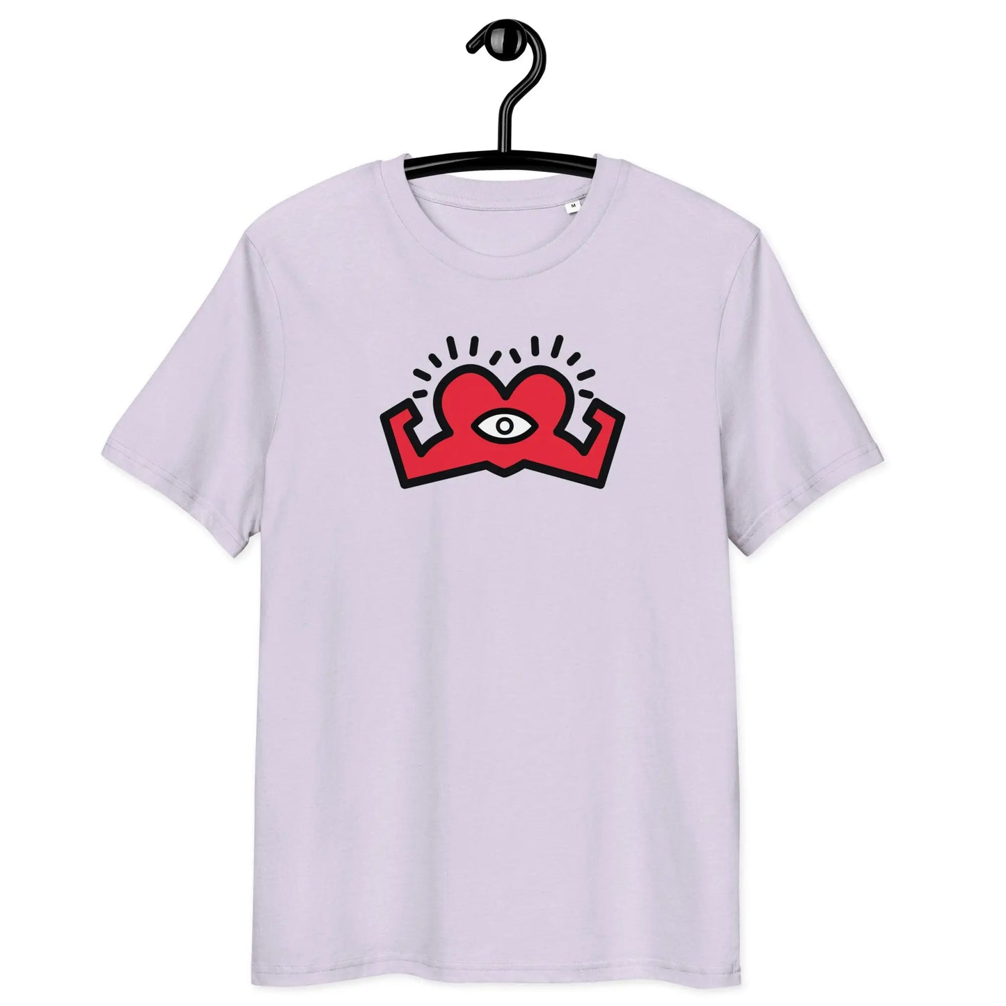 compassion super power t-shirt - front view on hanger - lavender color