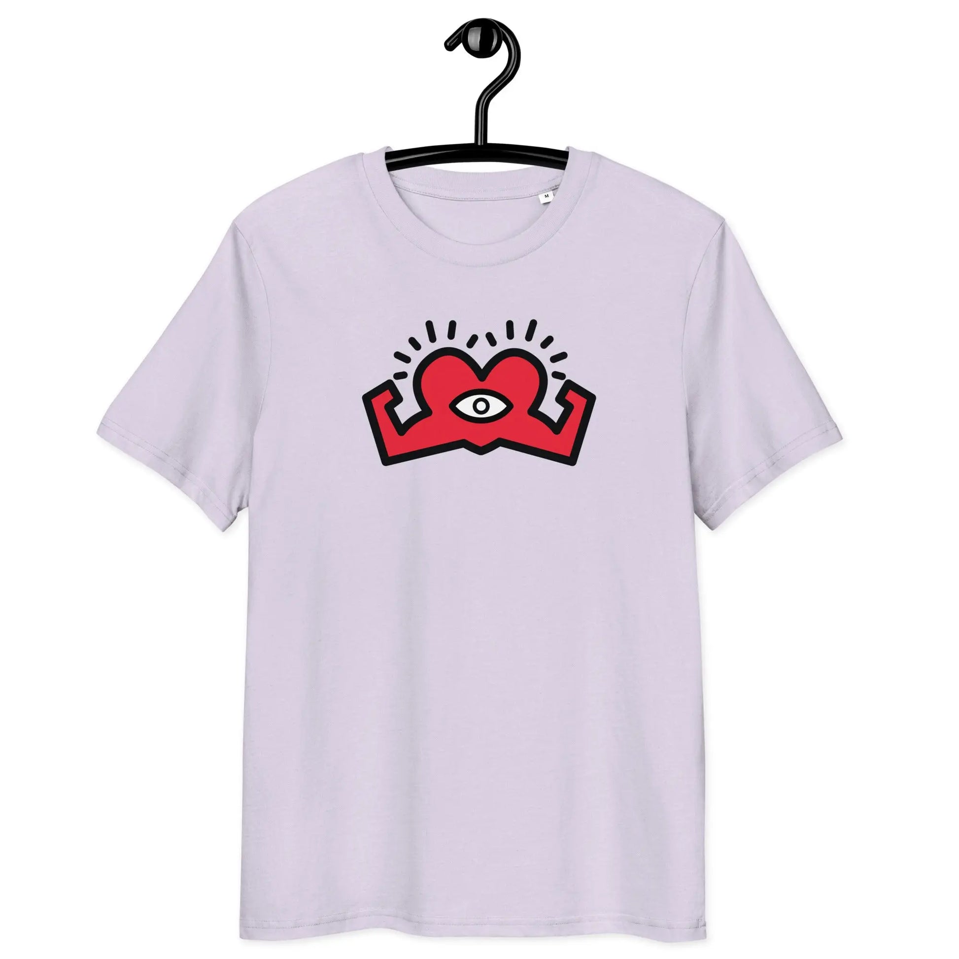 compassion super power t-shirt - front view on hanger - lavender color