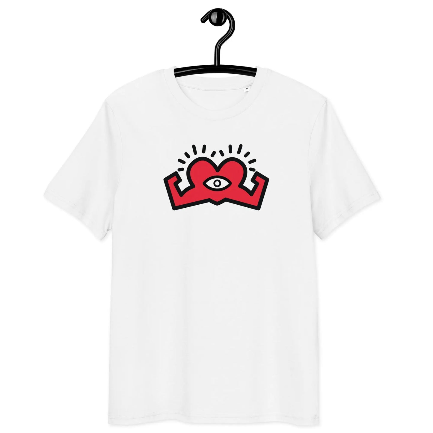 compassion super power t-shirt - front view on hanger - white color
