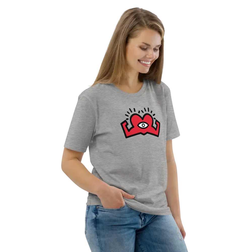 compassion super power t-shirt - worn by female - grey