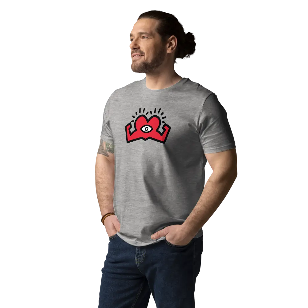 compassion super power t-shirt - worn by male - grey