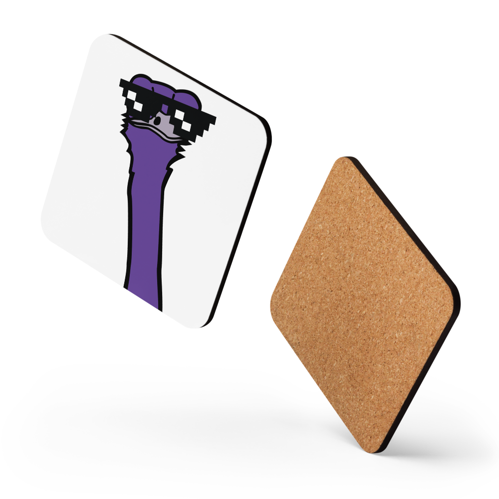 Cool Ostrich Nostr coaster by BitPopArt floating layout