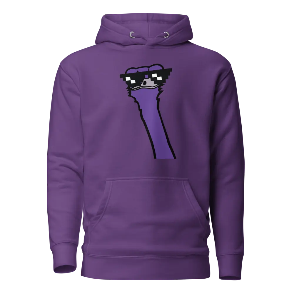 nostr hoodie - cool ostrich design - front view - purple
