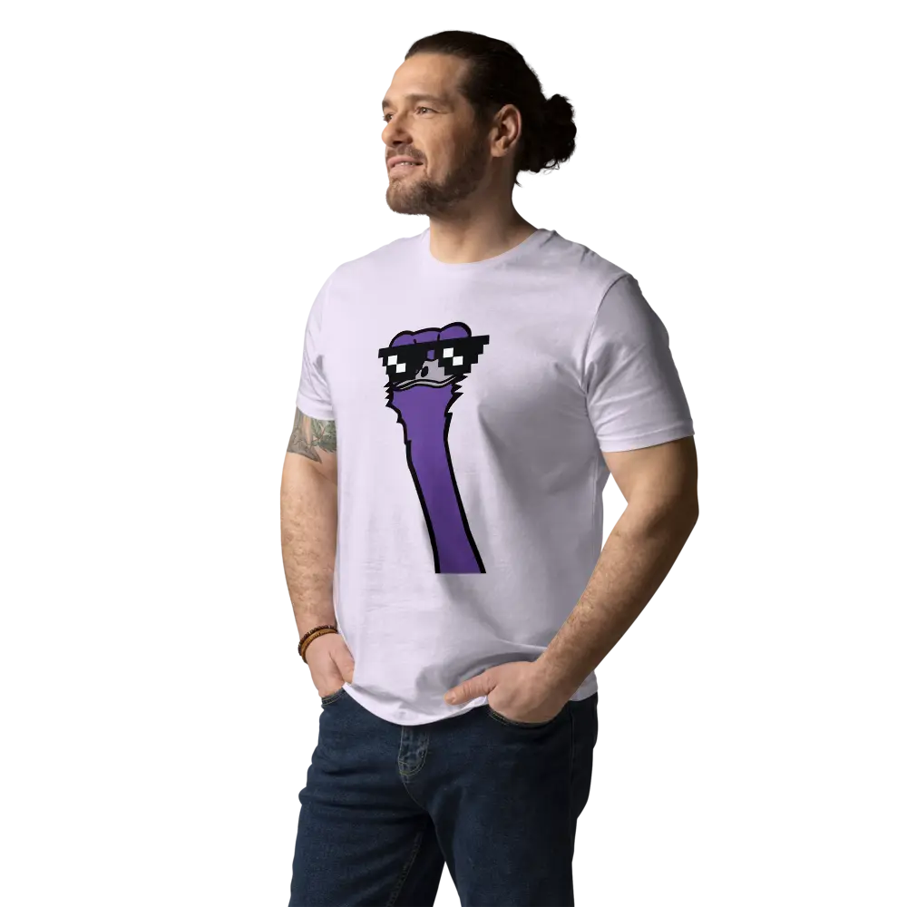 nostr t-shirt - cool ostrich - model view