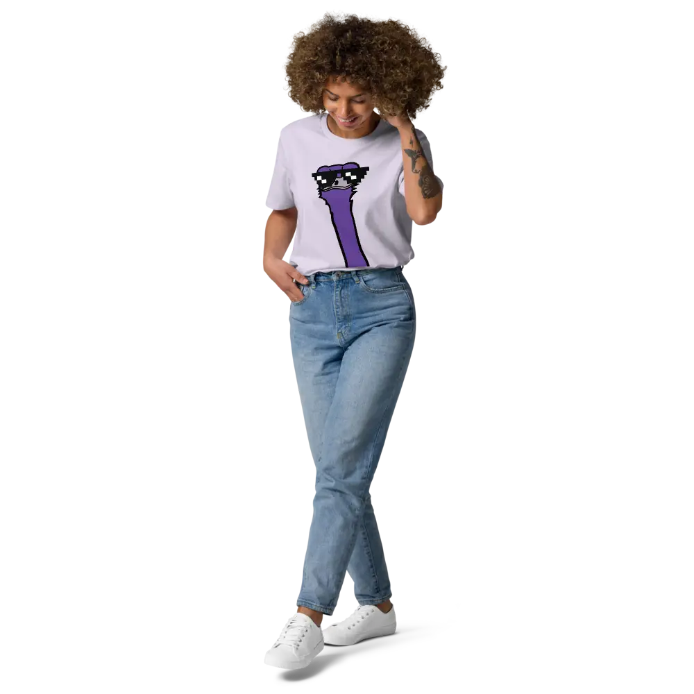 nostr t-shirt - cool ostrich - worn by female