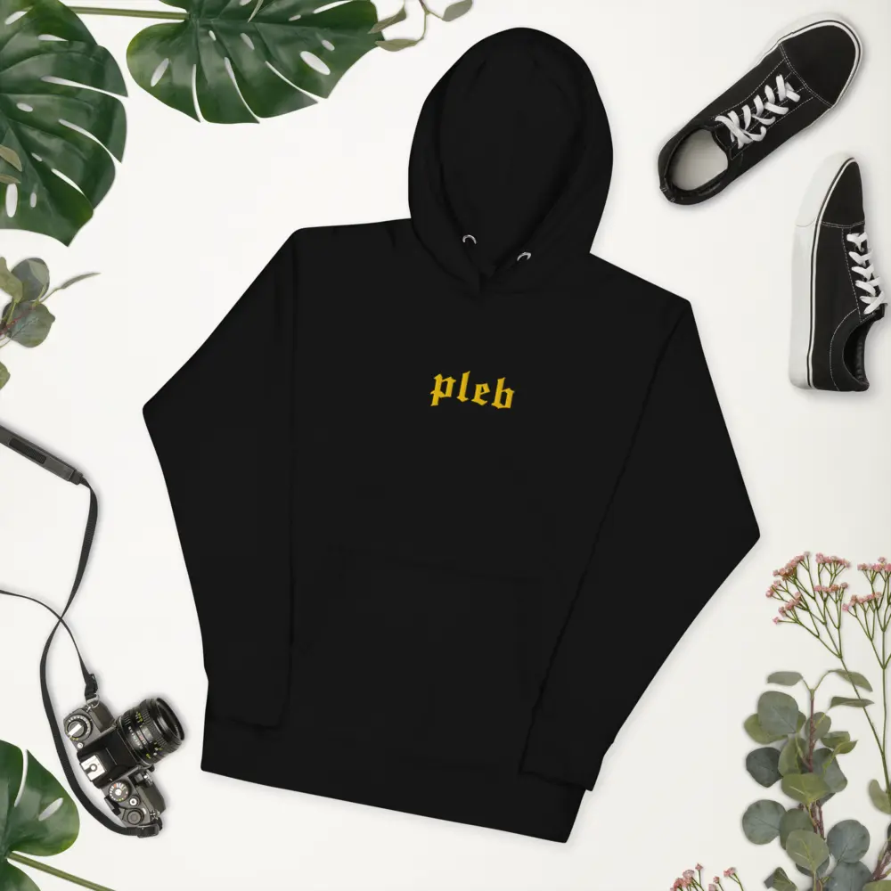 PLEB - Gold Color Embroidery - Bitcoin Hoodie Store of Value