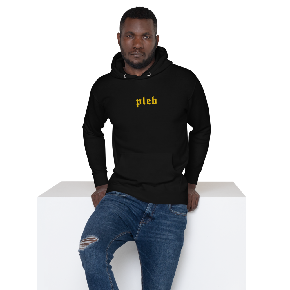 PLEB - Gold Color Embroidery - Bitcoin Hoodie Store of Value