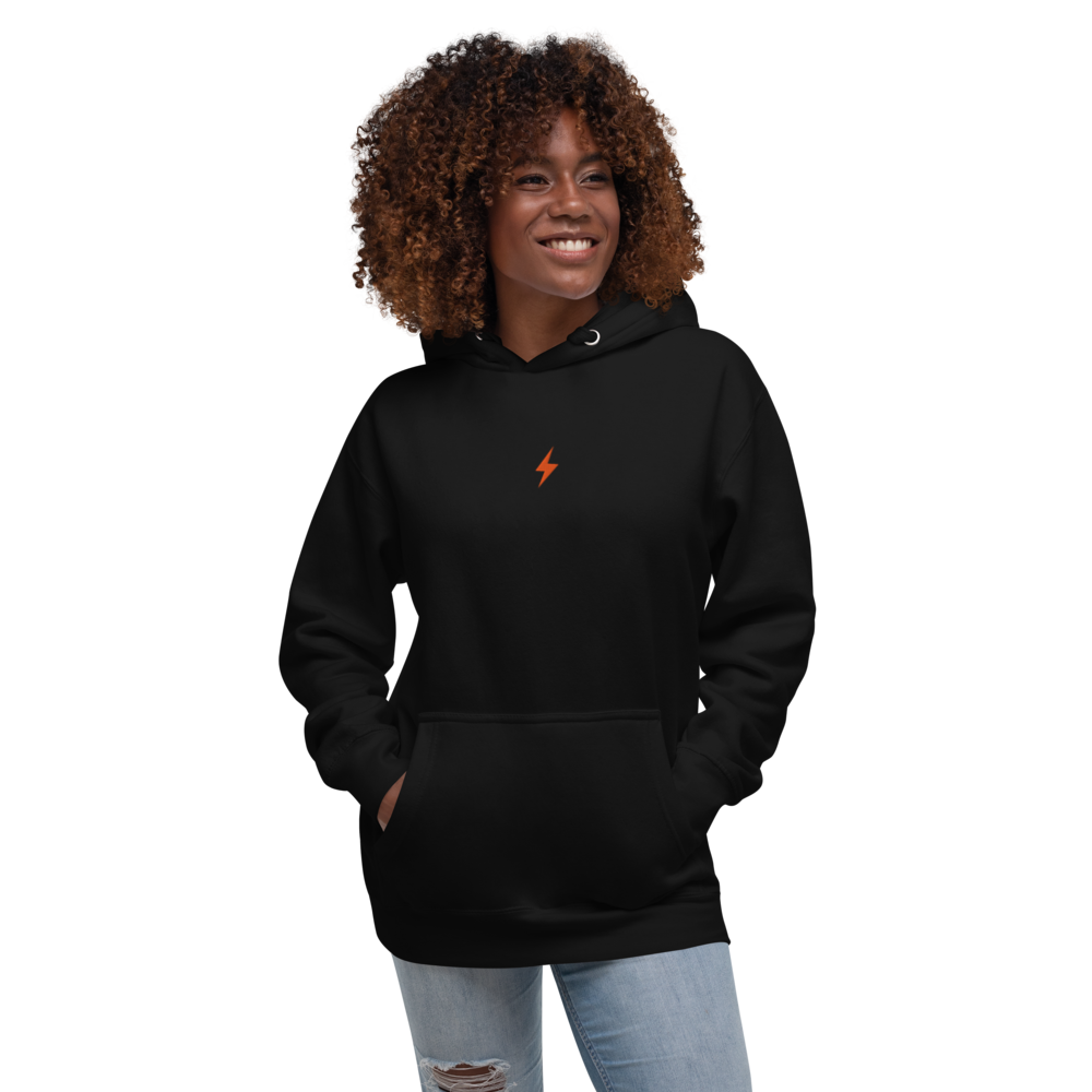 Bitcoin Lighting Symbol - Bitcoin Hoodie - Orange Embroidery Store of Value