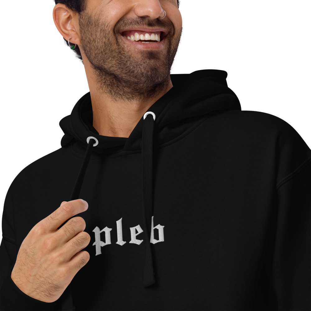 PLEB - White Color Embroidery - Bitcoin Hoodie Store of Value