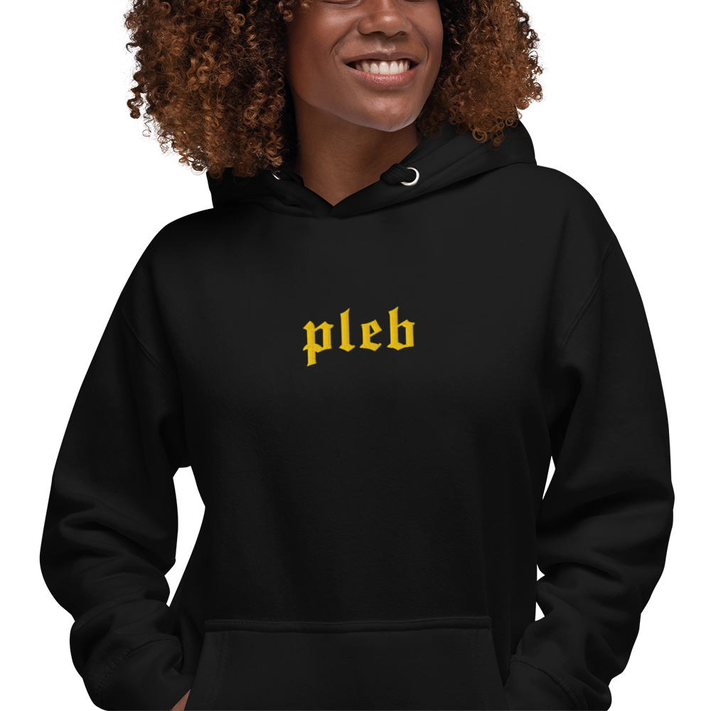 PLEB - Gold Color Embroidery - Bitcoin Hoodie Store of Value