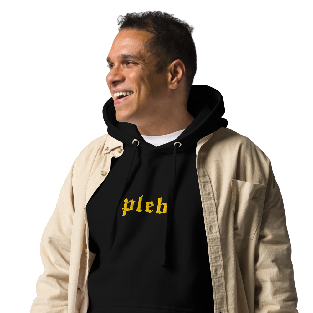 PLEB - Gold Color Embroidery - Bitcoin Hoodie Store of Value
