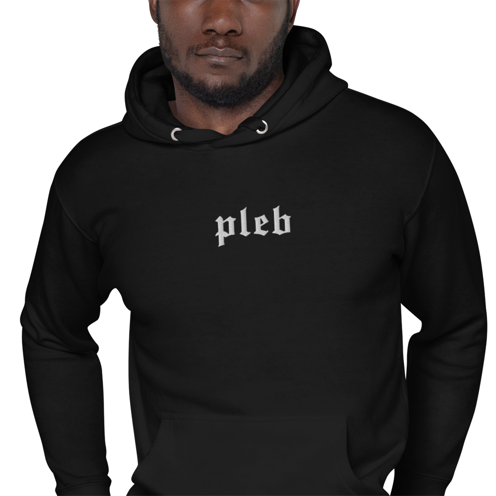 PLEB - White Color Embroidery - Bitcoin Hoodie Store of Value