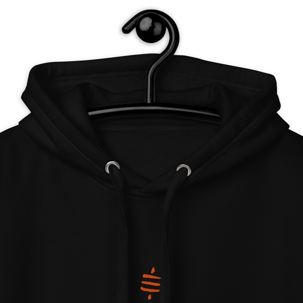 SATS Symbol - Bitcoin Hoodie - Orange Embroidery - Center Chest Store of Value