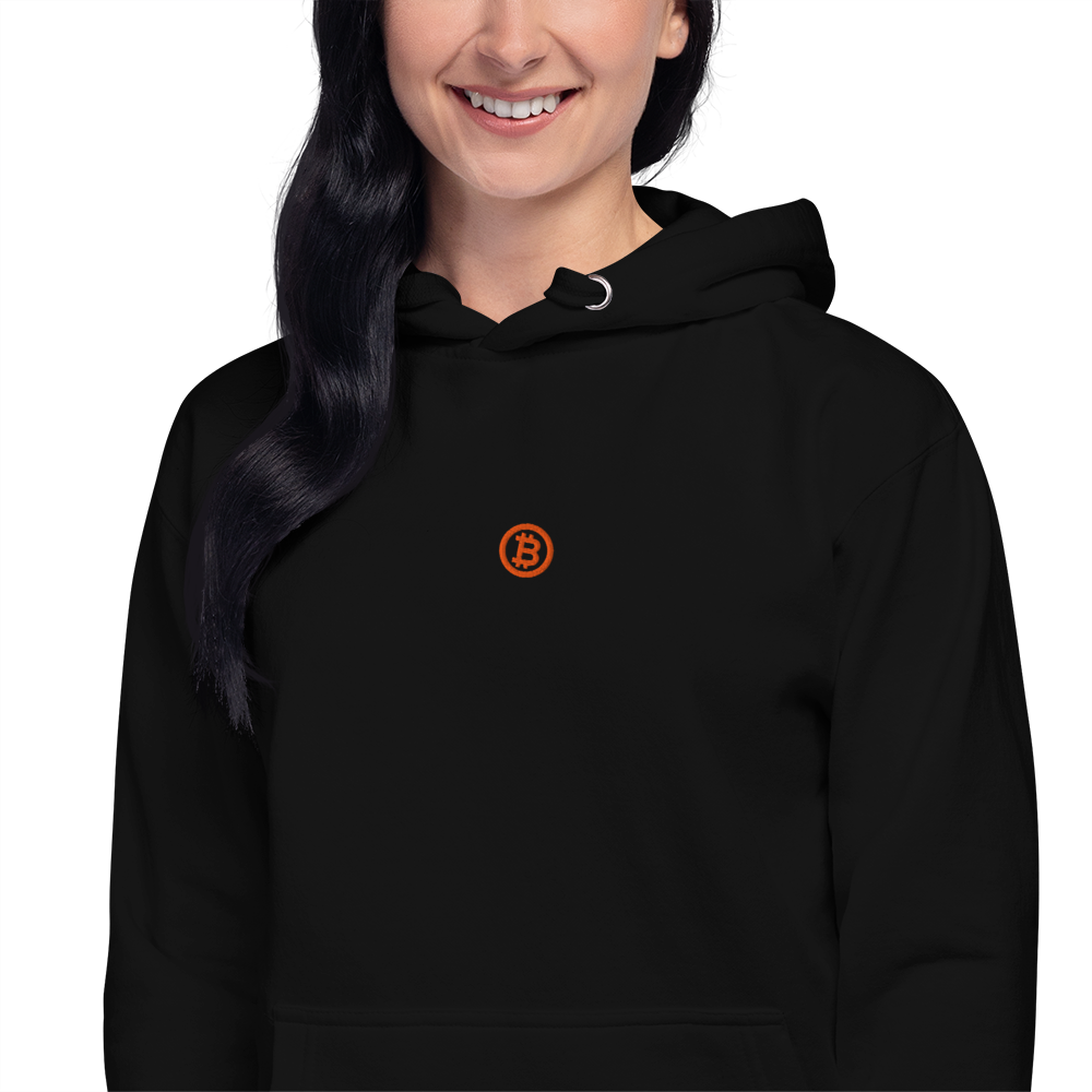 Bitcoin Logo - Bitcoin Hoodie - Orange Embroidery - Center Chest Store of Value