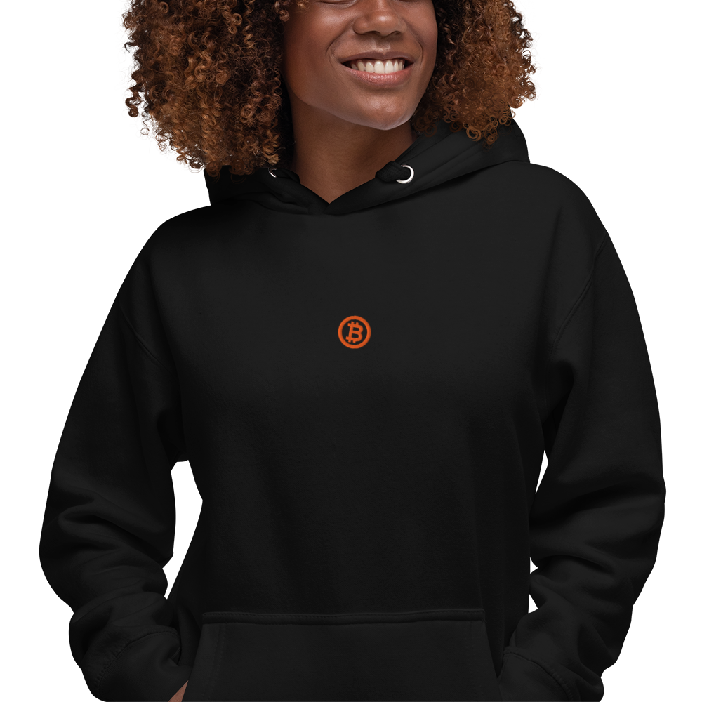 Bitcoin Logo - Bitcoin Hoodie - Orange Embroidery - Center Chest Store of Value