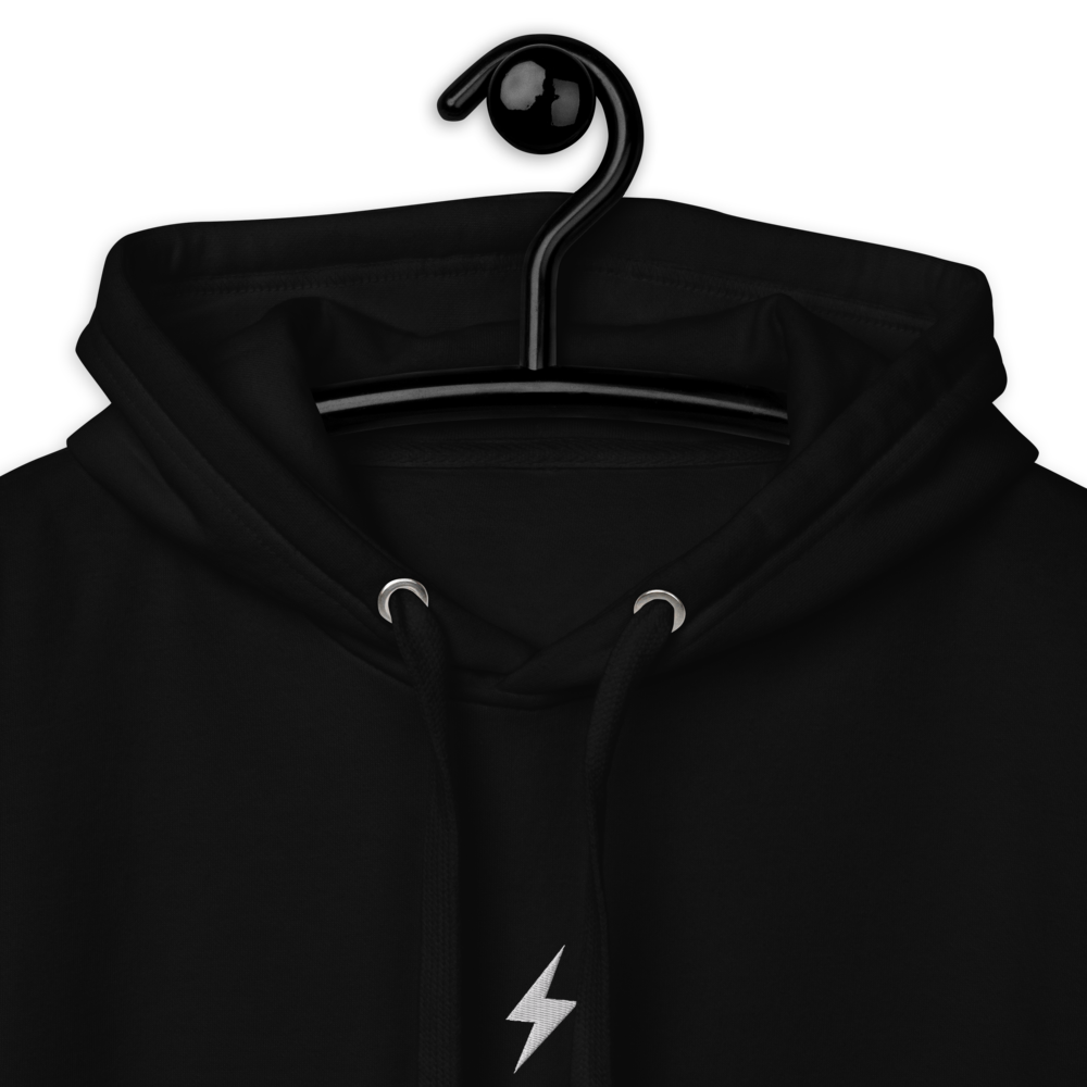 Bitcoin Lighting Symbol - Bitcoin Hoodie - White Embroidery - Center Chest Store of Value
