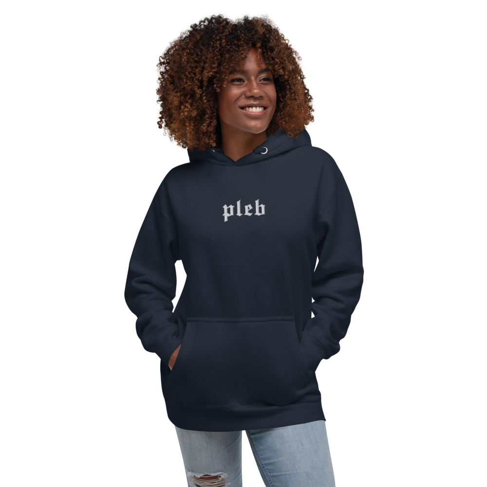 PLEB - White Color Embroidery - Bitcoin Hoodie Store of Value