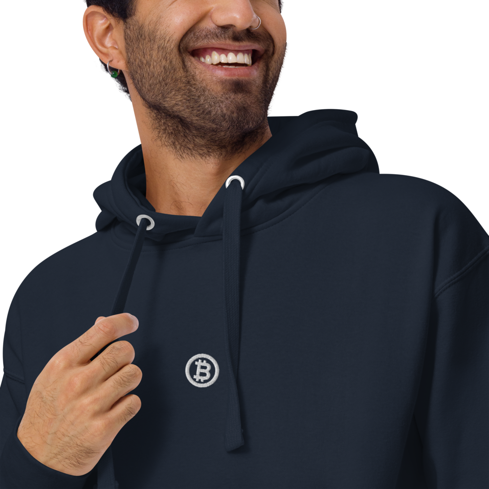Bitcoin Logo - Bitcoin Hoodie - White Embroidery - Center Chest Store of Value