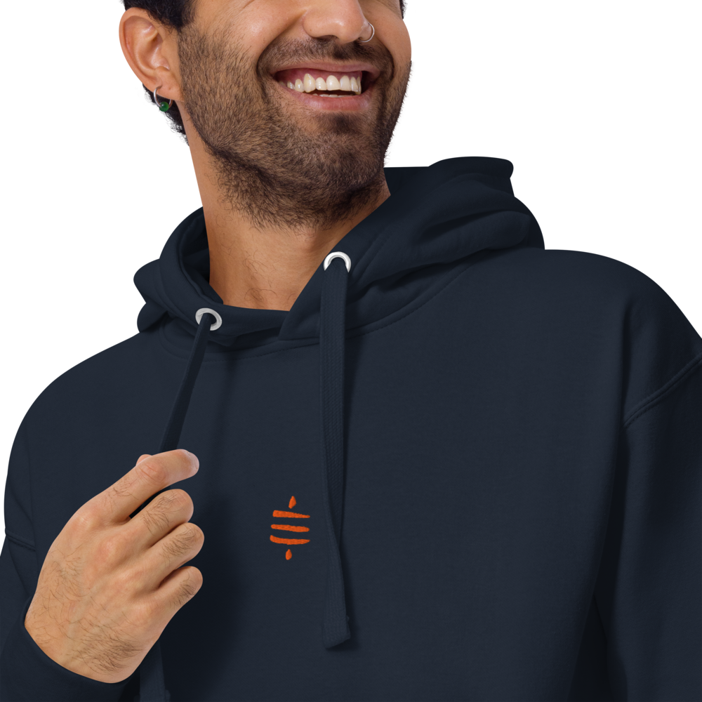 SATS Symbol - Bitcoin Hoodie - Orange Embroidery - Center Chest Store of Value