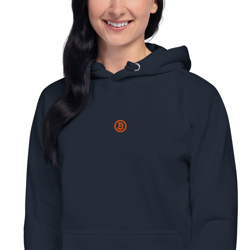 Bitcoin Logo - Bitcoin Hoodie - Orange Embroidery - Center Chest Store of Value
