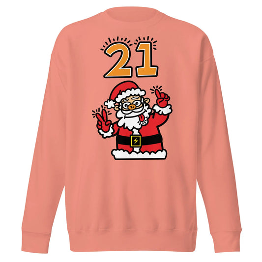 bitcoin sweatshirt - crazy santa 21 by bitpopart - front view - dusty rose