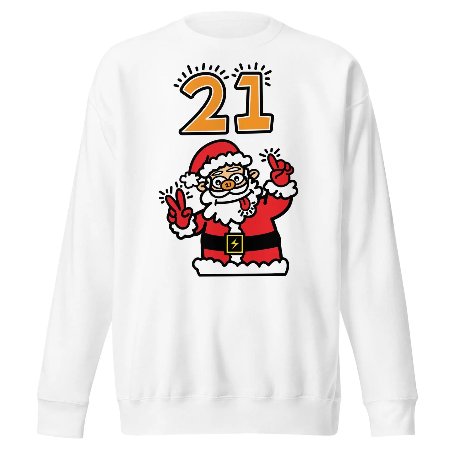 bitcoin sweatshirt - crazy santa 21 by bitpopart - front view - white color
