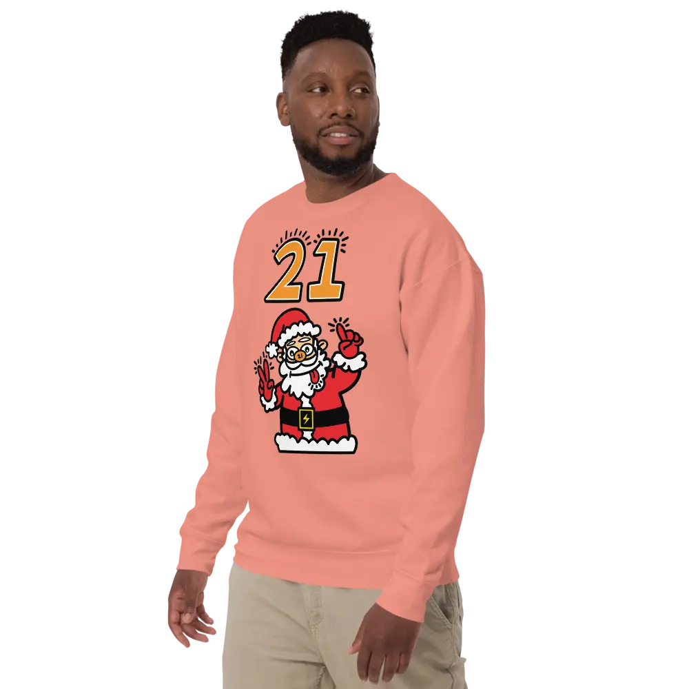bitcoin sweatshirt - crazy santa 21 by bitpopart - worn by male - rose