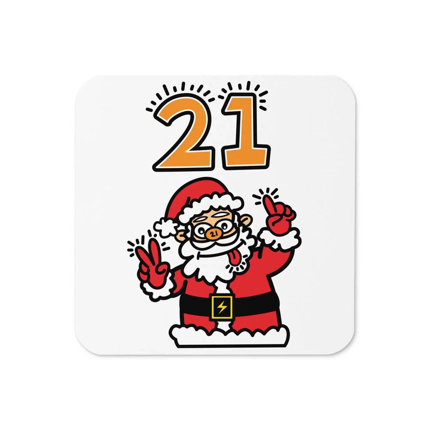 Crazy Santa Bitcoin coaster by BitPopArt – front view