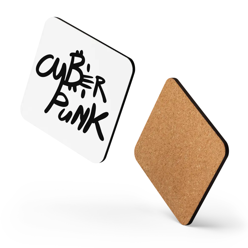 Floating layout Cyber Punk Bitcoin coaster – black by BitPopArt