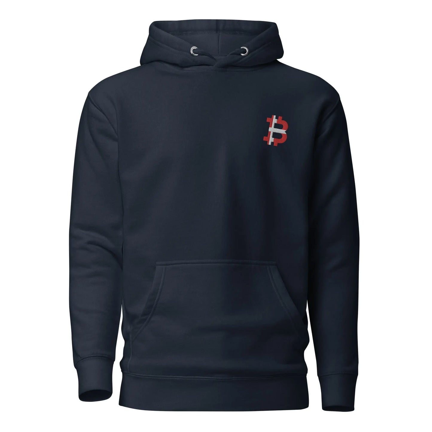 danish-bitcoin-flag-bitcoin-hoodie-front - navy blue