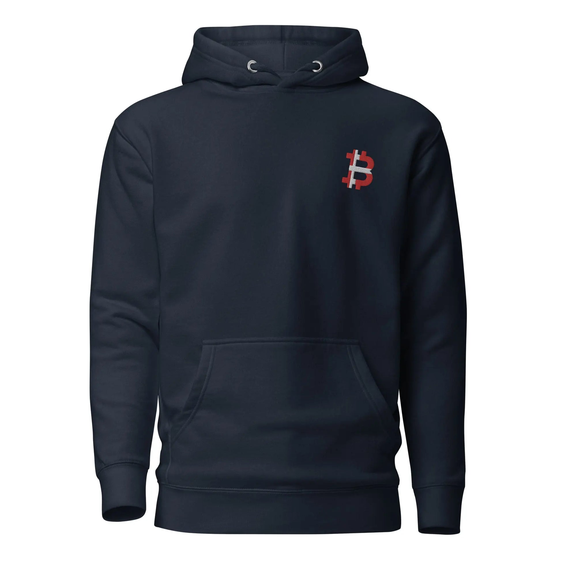 danish-bitcoin-flag-bitcoin-hoodie-front - navy blue