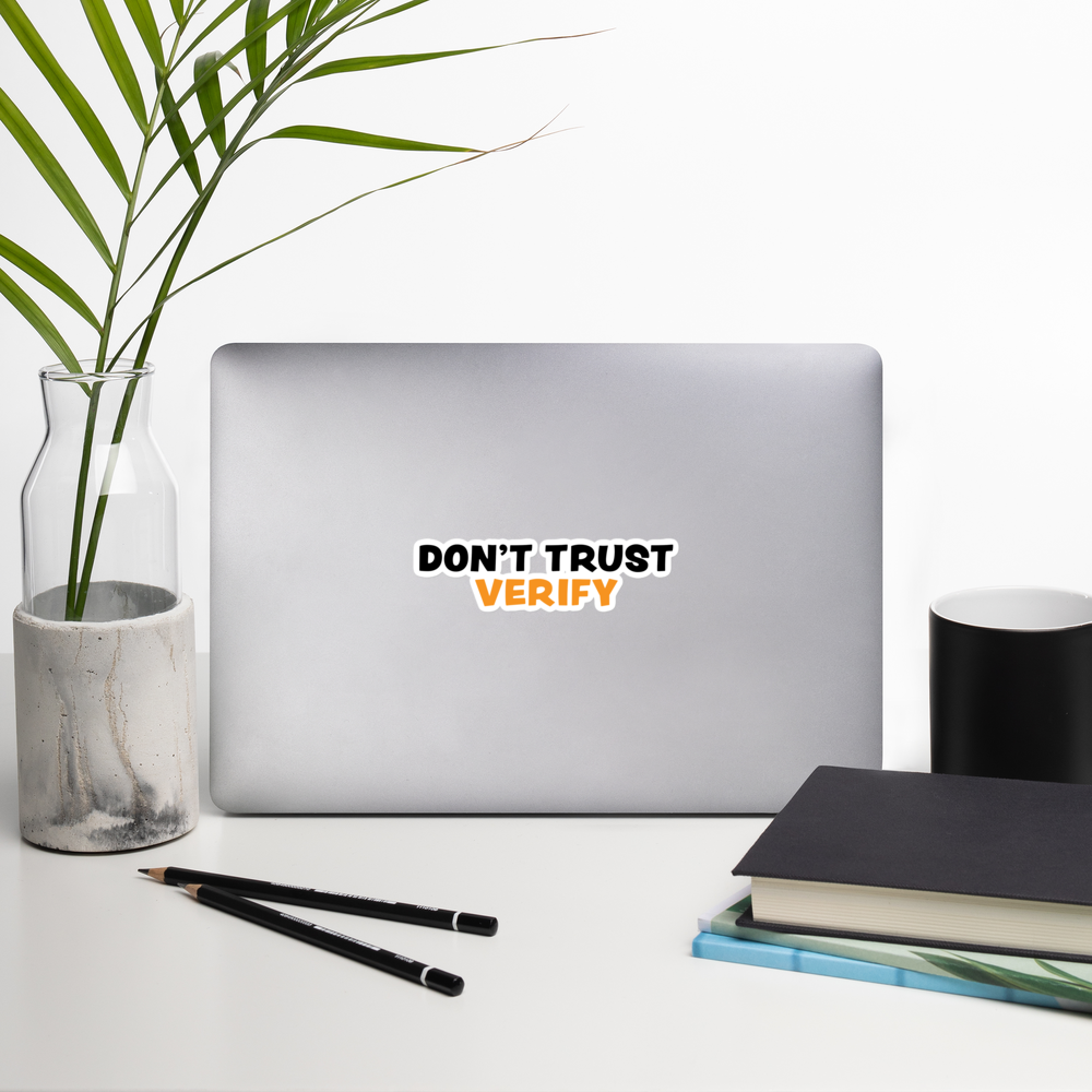 bitcoin sticker - dont trust verify - laptop view