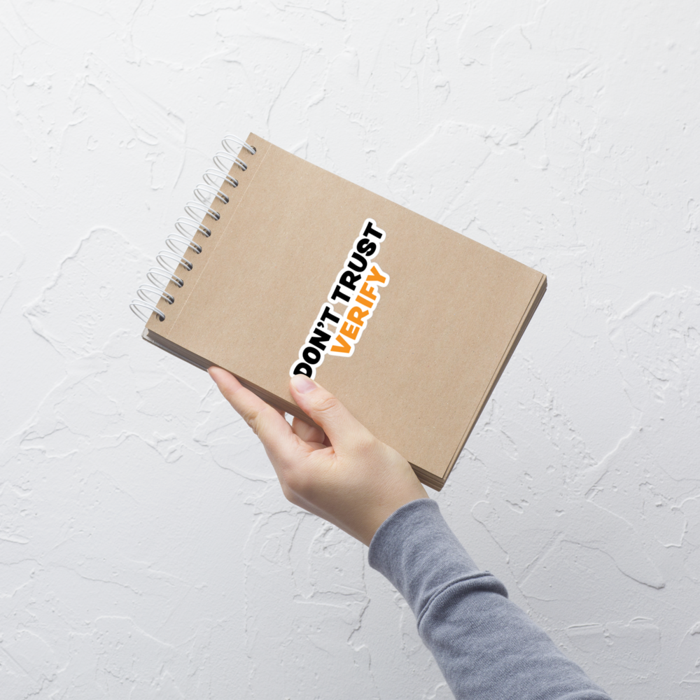 bitcoin sticker - dont trust verify - notebook view