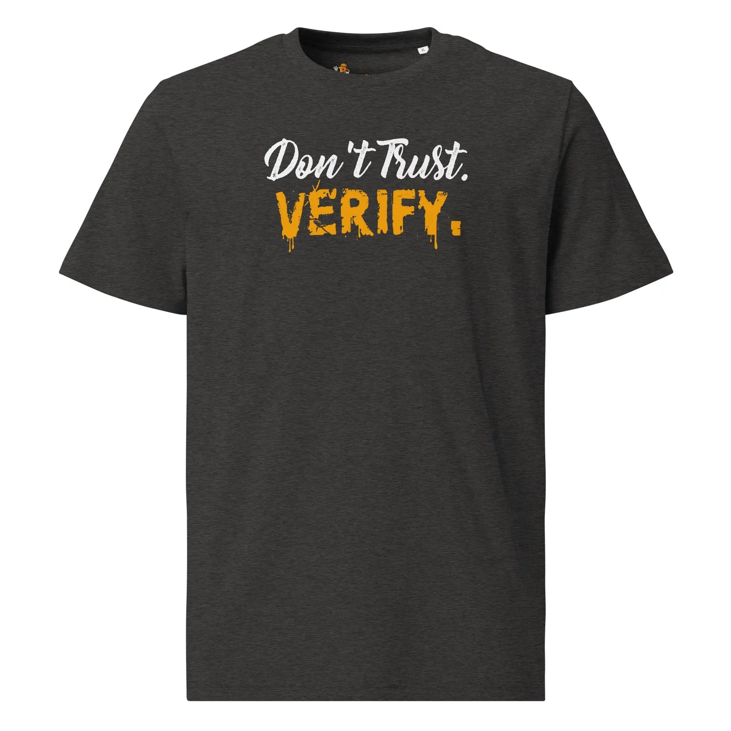 Bitcoin T-Shirt – Don’t Trust, Verify - front view — grey