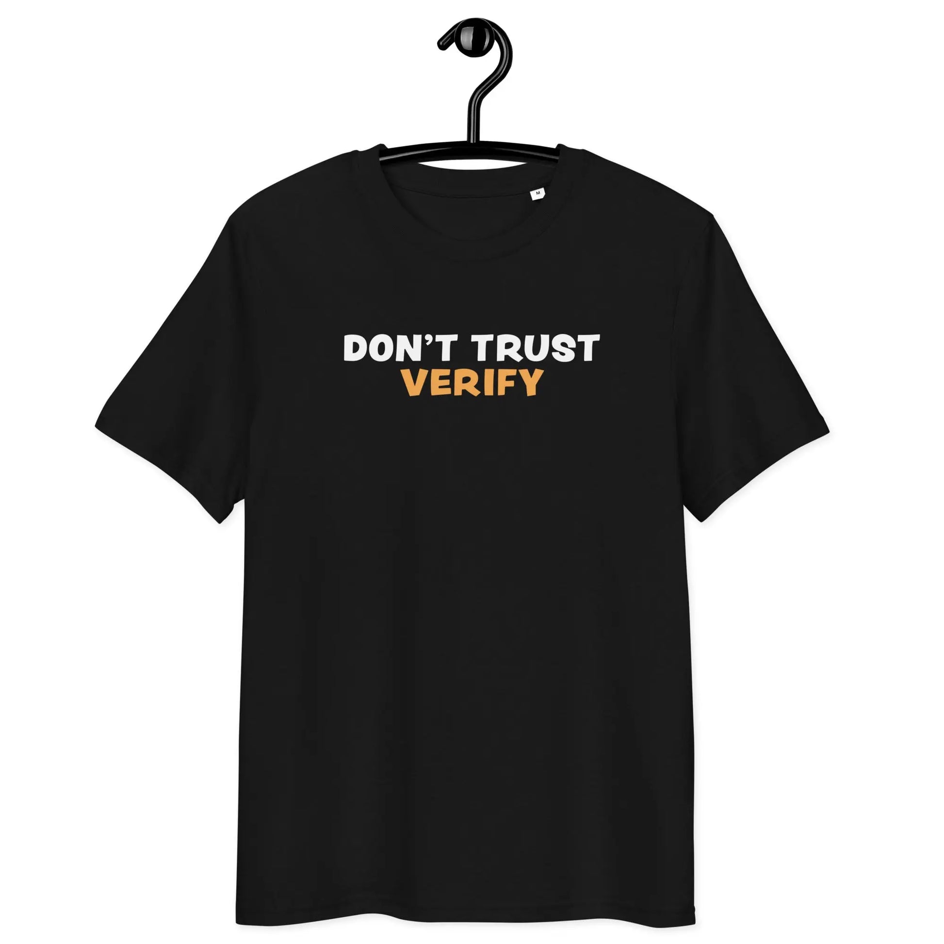Bitcoin T-Shirt – Don’t Trust, Verify - on hanger