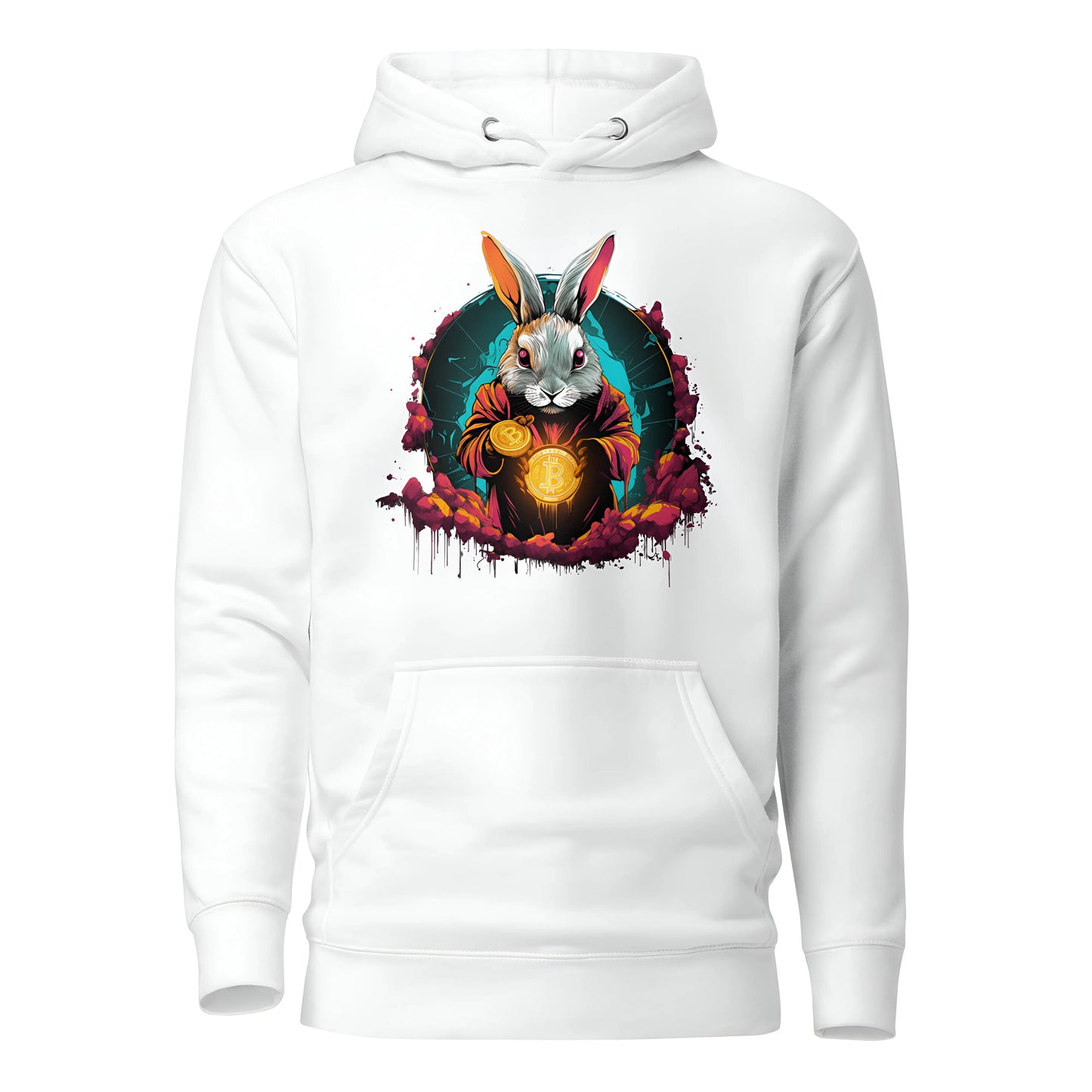 bitcoin hoodie - down the bitcoin rabbit hole - front view 