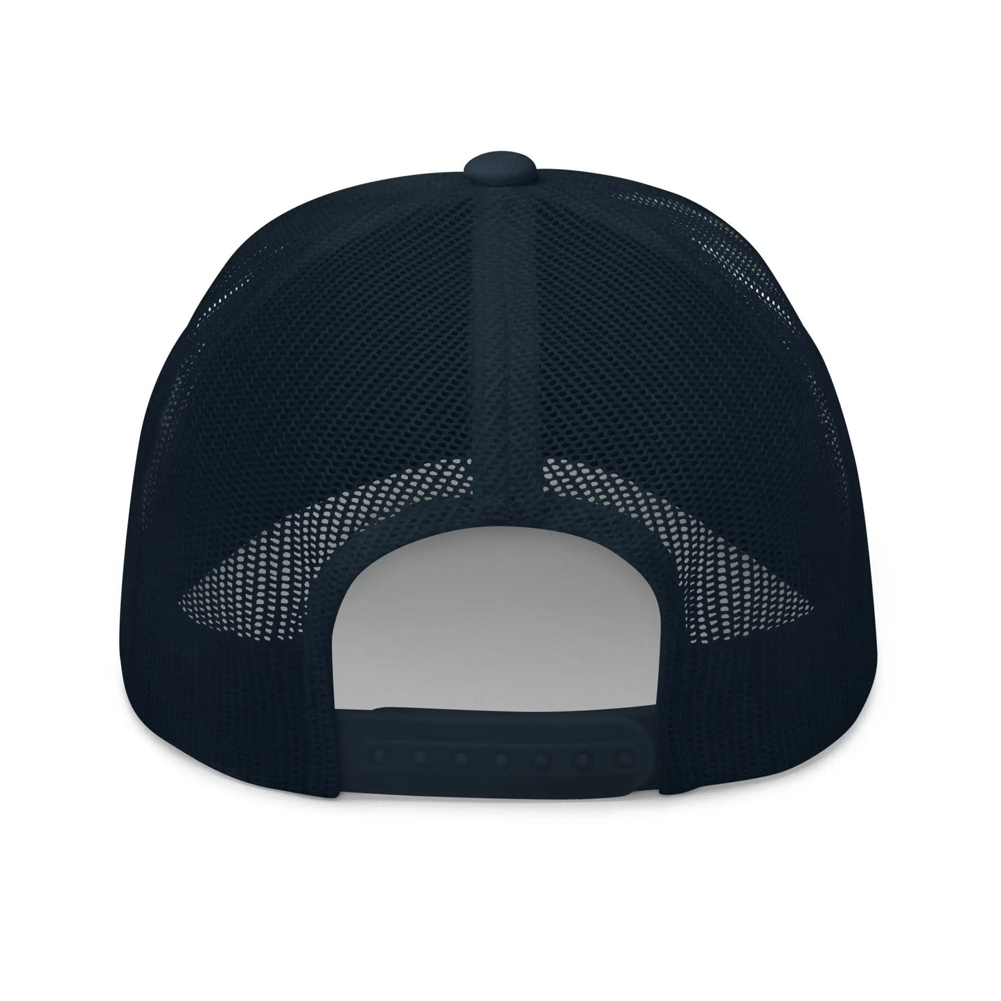 bitcoin trucker hat - dutch bitcoin flag - back view - navy