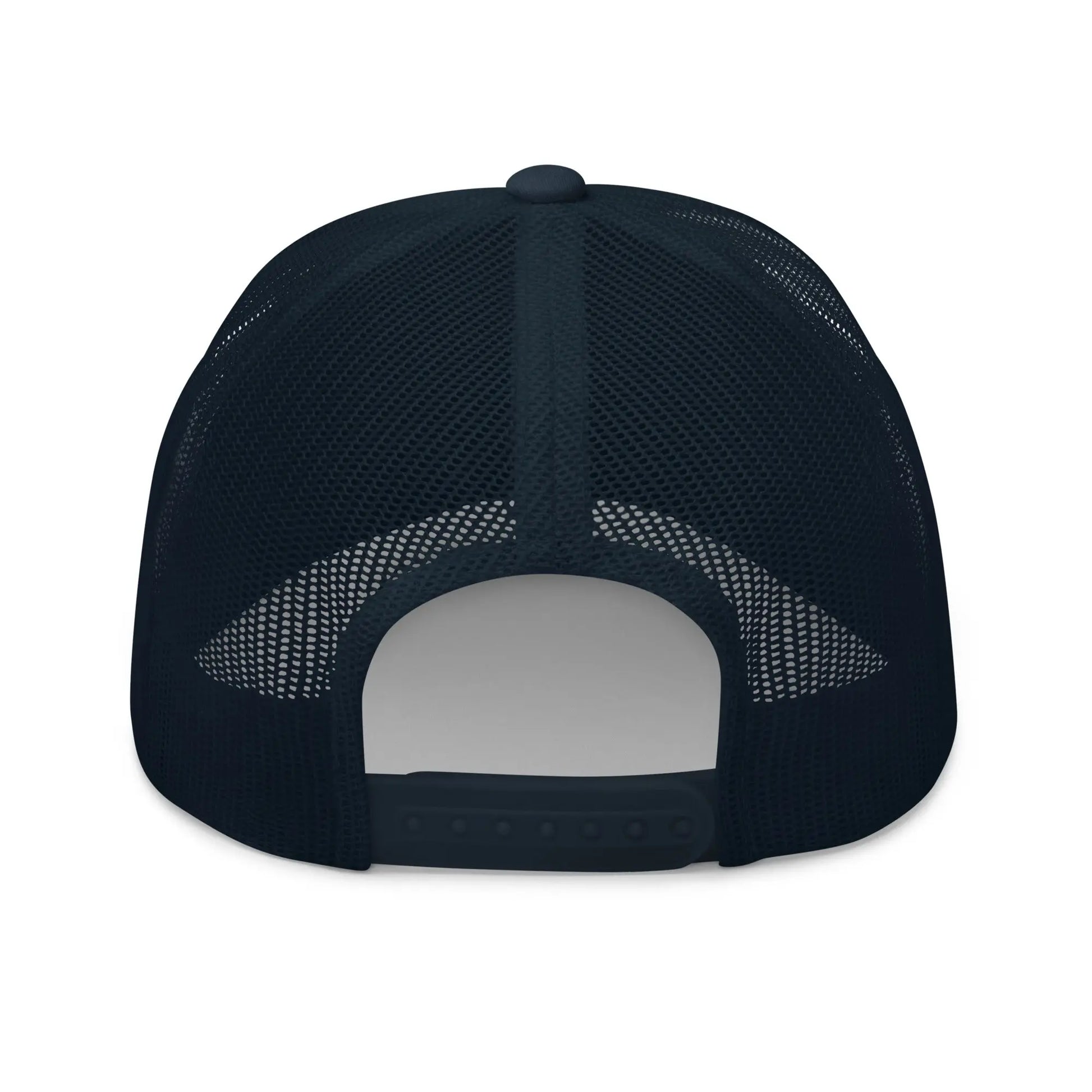 bitcoin trucker hat - dutch bitcoin flag - back view - navy